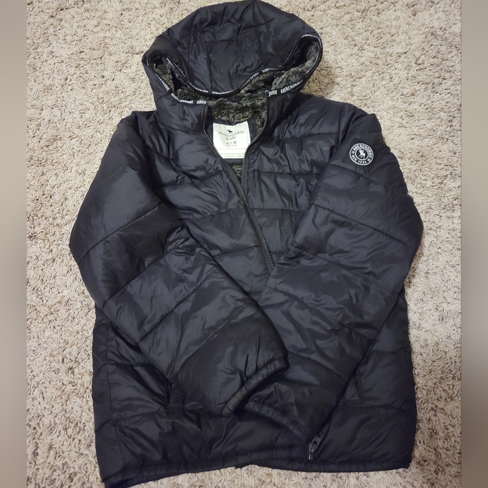 Abercrombie Kids Black Cozy Puffer Jacket sz 15/16